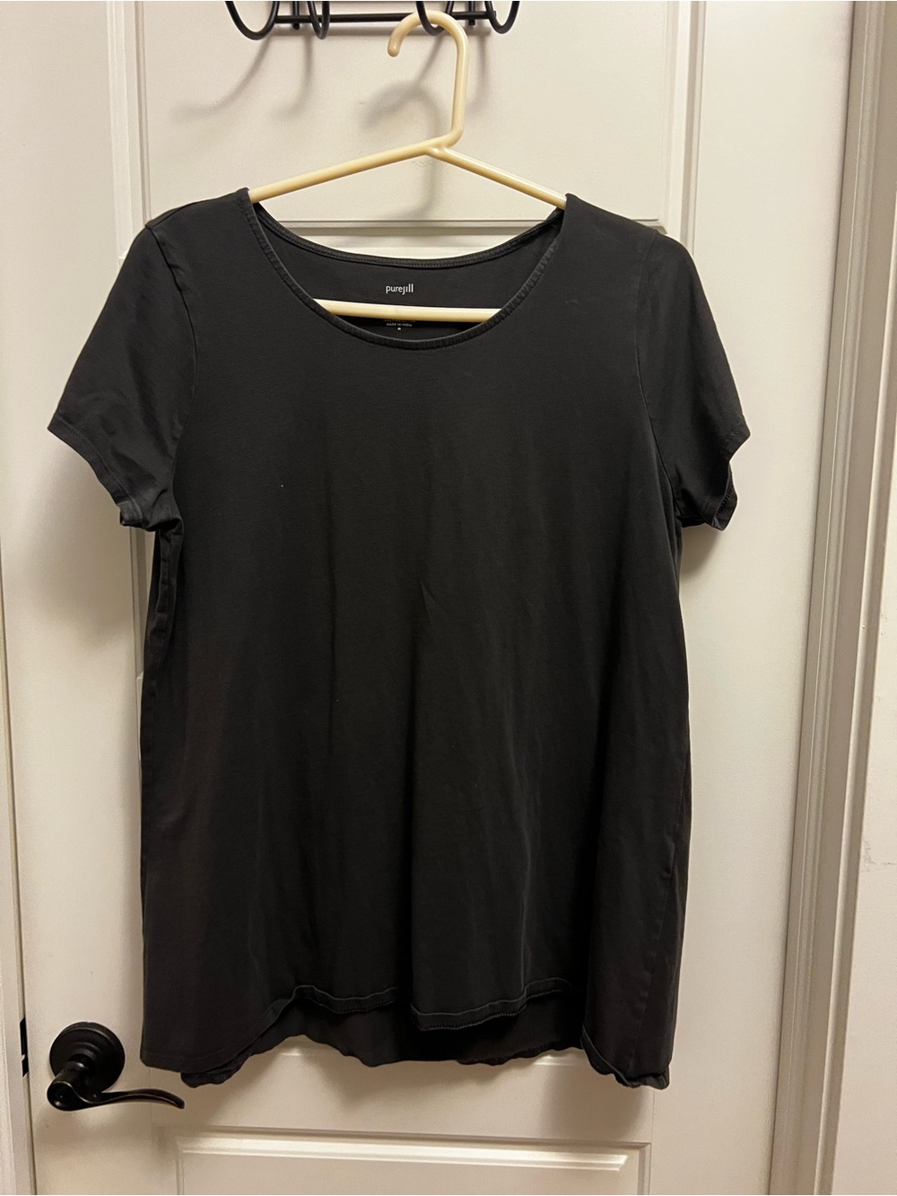 J. Jill Dark Grey Short Sleeve Scoop Neck Tee